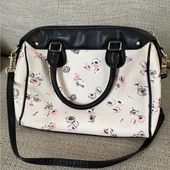 Coach Black and White Floral Satchel - Picture 2 of 14